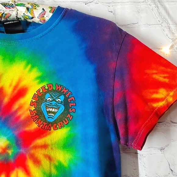 Y2K Santa Cruz Skateboards Speed Wheels Screaming Hand Vibrant Tie-Dye Mens Sm - Picture 8 of 16